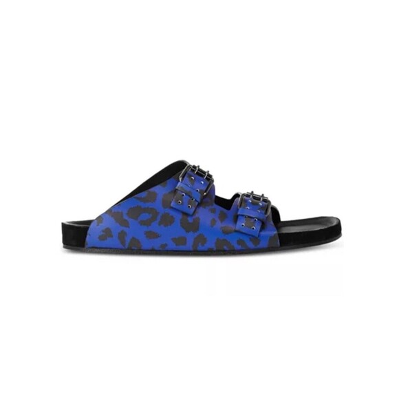 THE KOOPLES Double Strap Sandals Men’s Size FR 44 US 10 Blue Animal Print NEW - Picture 1 of 11